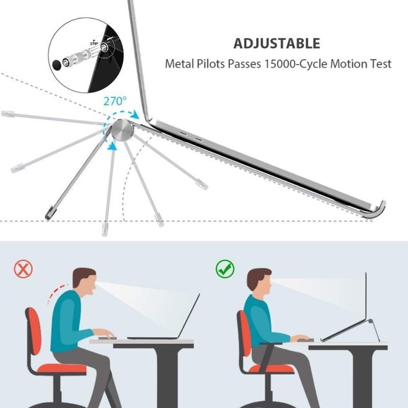 Nulaxy Adjustable Laptop Stand, for Laptops up to 17.3"- Space Grey - Picture 6 of 6